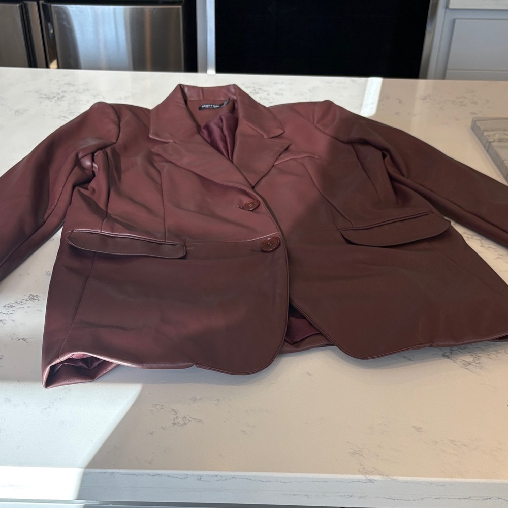 Nasty Gal Oversized Maroon Two-Button Blazer